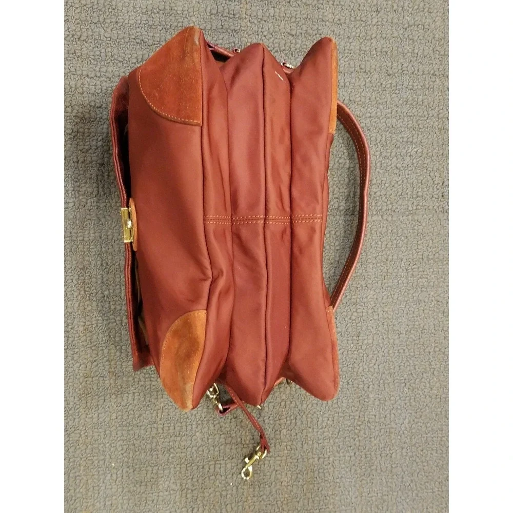 Mz Wallace New York Cross Body Handbag Purse Red Nylon Suede Goldtone Hardware